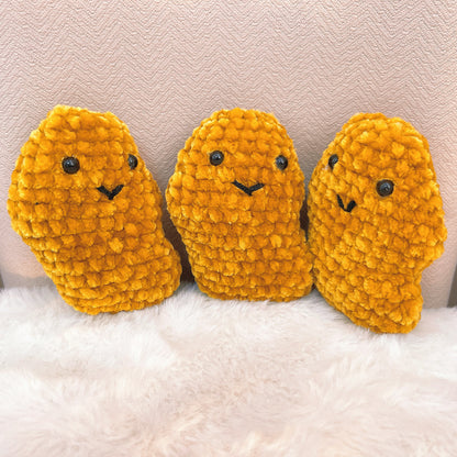Ensemble de 3 pépites de poulet positives faites à la main - 3 pépites de poulet en peluche au crochet dans une boîte à emporter avec carte personnalisable - Cadeau amusant unique pour les anniversaires, les vacances et les moments de joie