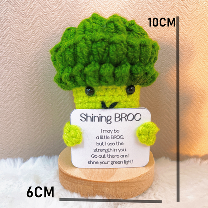 Handgefertigte grüne Brokkoli-Figur mit personalisierbarer Karte – einzigartige Heimdekoration, Geschenk für Gemüseliebhaber, motivierendes Schreibtisch-Accessoire, umweltfreundliche Dekoration, perfekt für Geburtstage, Feiertage und besondere Anlässe