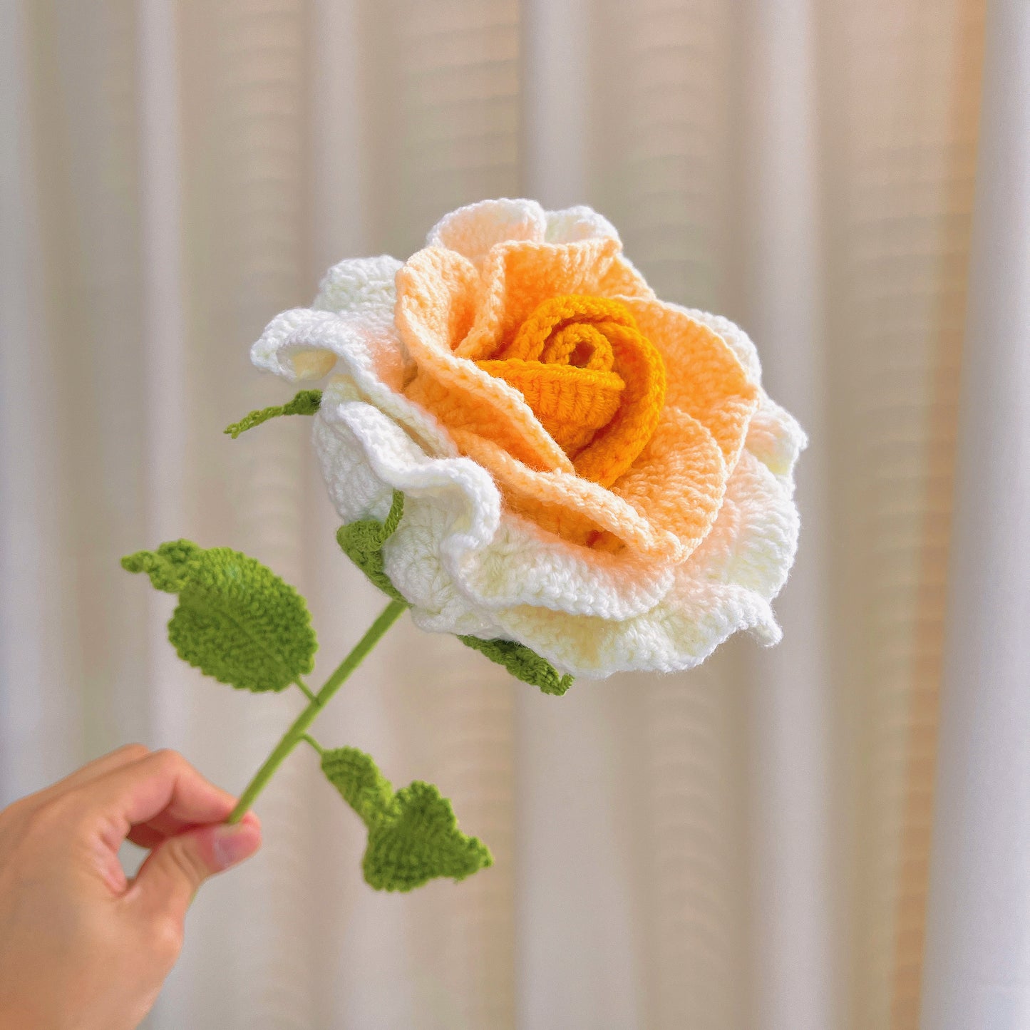 Handmade Yellow-Themed Crochet Flower Bouquet with Large White and Yellow Roses, Assorted Mini Roses, Closed Pink and Yellow Tulips, Open Orange Tulips, White and Yellow Carnations, Puff Flowers - Perfect Allergy-Friendly Gift for All Occasions