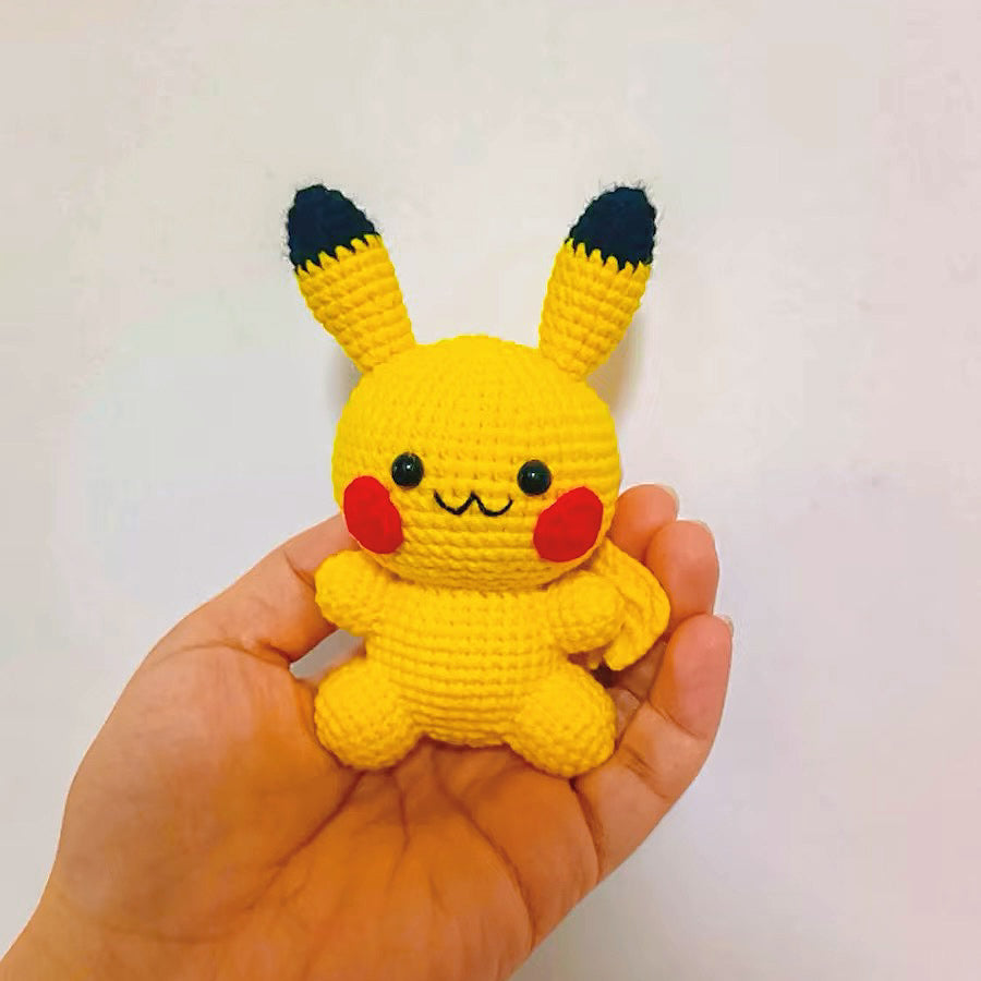 Handcrafted Crochet Poké Themed Flower Bouquet - Red Rose, Orange Tulip, White-Yellow Rose, Sunflower, White-Orange Gradient Lily of the Valley with Faux Money Leaves - Perfect Allergy-Free Gift for Anime Birthdays, Anniversaries, and Special Occasions