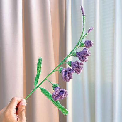 Handmade Crochet Freesia Flower - Yellow and Purple with 5 Blooms and 2 Flower Buds - Perfect Allergy-Friendly Gift for Weddings, Birthdays, and Home Decor