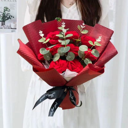 Arreglo floral surtido de ganchillo integral hecho a mano, regalos para la graduación, idea única de regalo para personas con fiebre del heno, regalo del Día de la Madre, regalo del Día del Padre, ideal para visitas