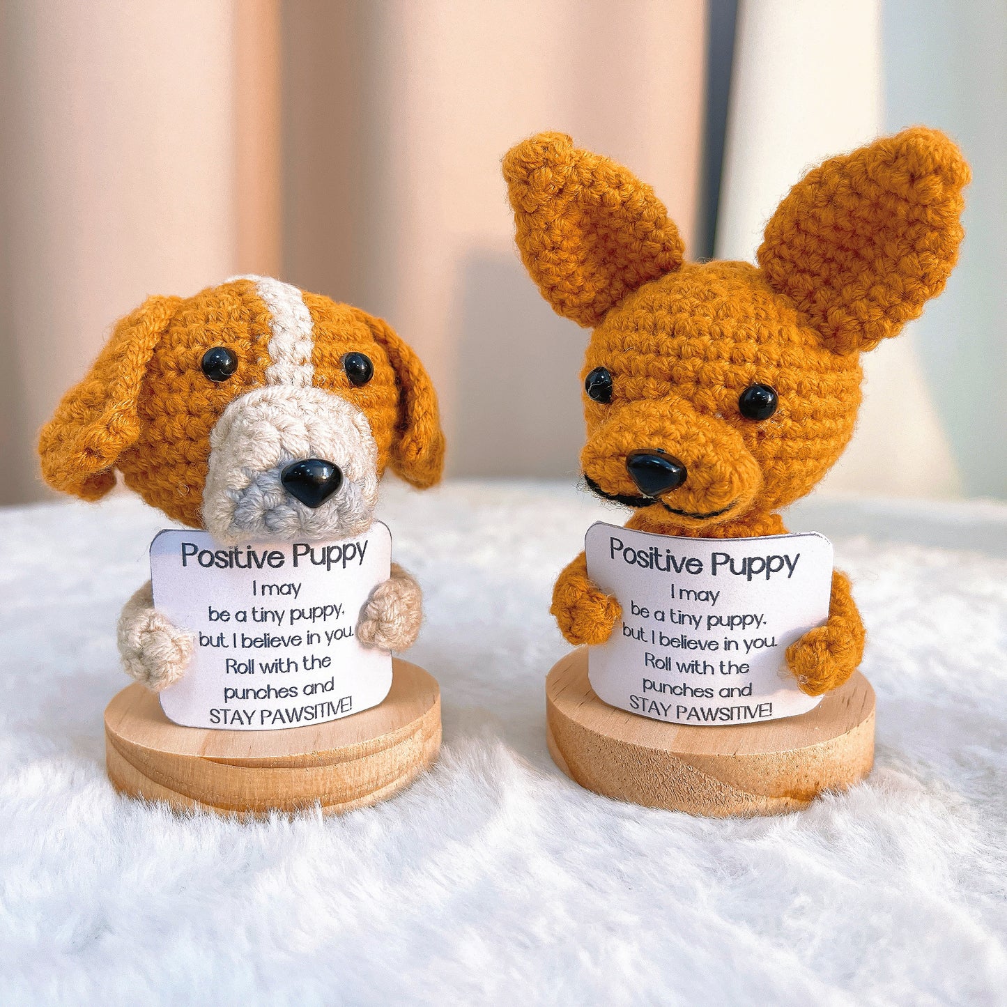 Handmade Crochet Dog Figure with Customizable Message - Dog Lover Breed French Bulldog,  Beagle, Chihuahua