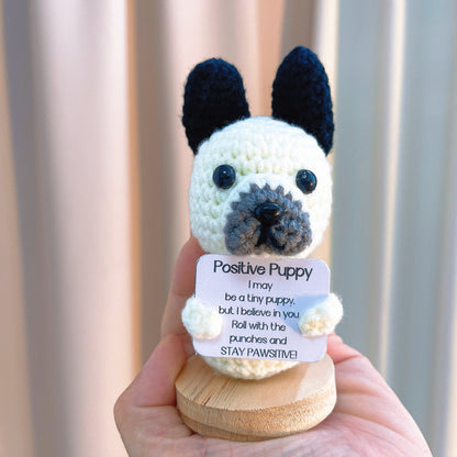 Handmade Crochet Dog Figure with Customizable Message - Dog Lover Breed French Bulldog,  Beagle, Chihuahua