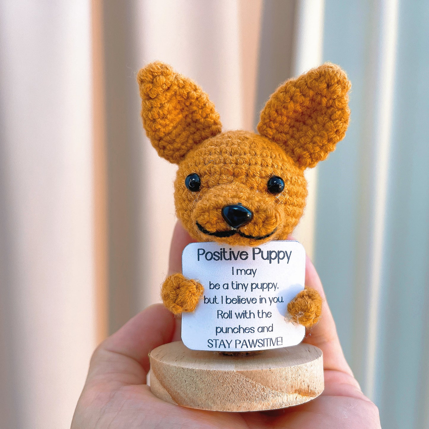 Handmade Crochet Dog Figure with Customizable Message - Dog Lover Breed French Bulldog,  Beagle, Chihuahua