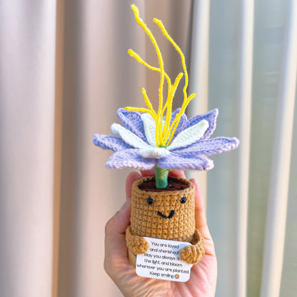 Custom Text Birth Month Flower Pot - Positive Supportive Personalizable Message Planter Stand, Hypoallergenic Gift for Birthday, Anniversary, Christmas, Potato Emotional Pick-me-up