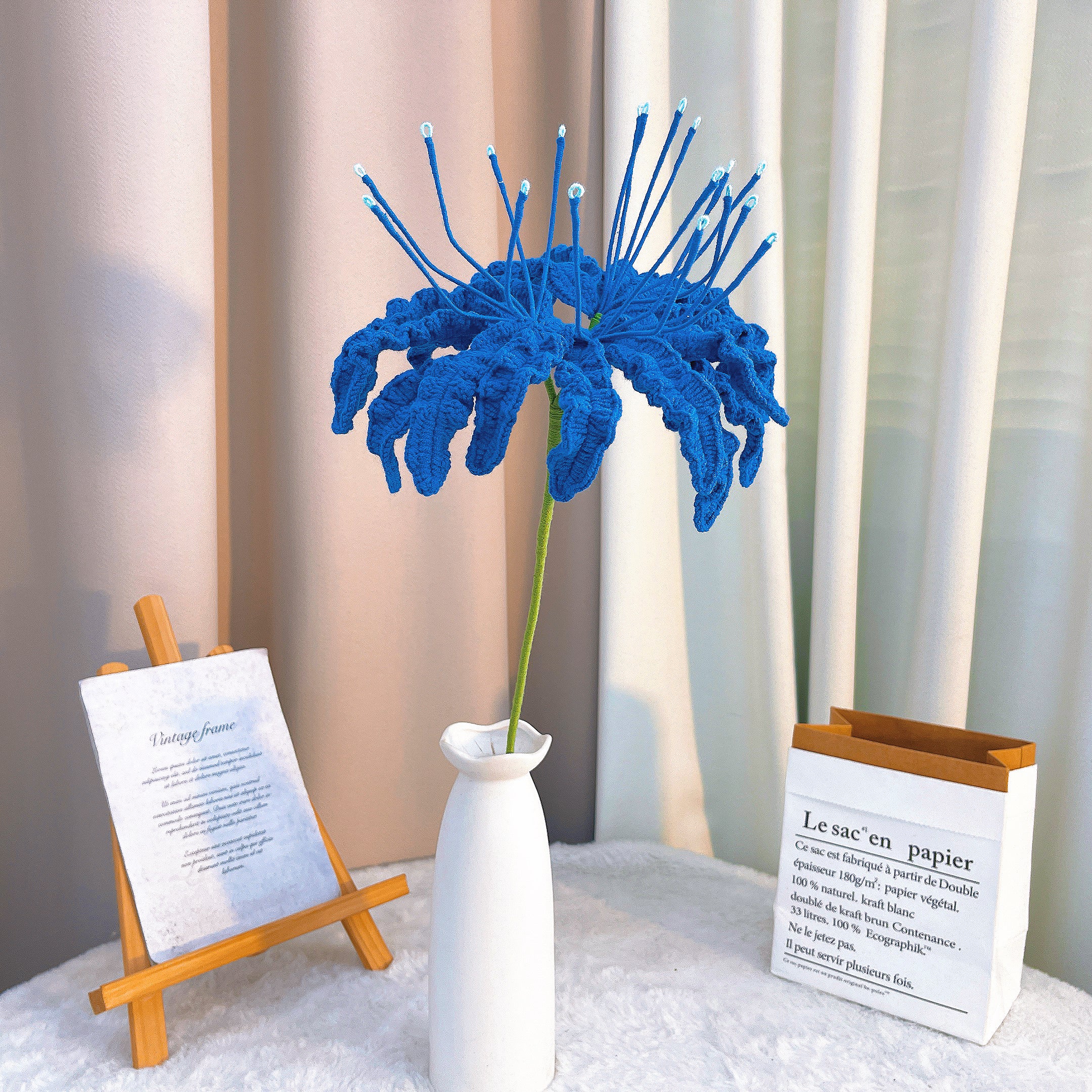 Handmade Crochet Red/Blue Spider Lily (Lycoris Radiata) - Hypoallergen