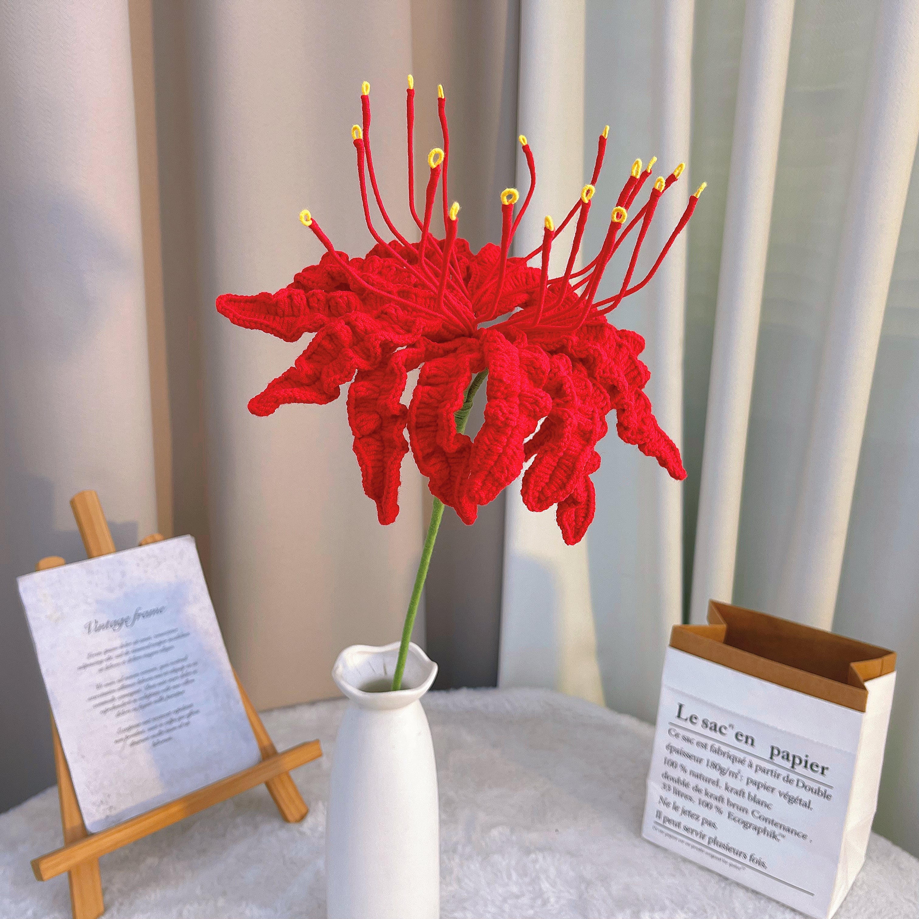 Handmade Crochet Red/Blue Spider Lily (Lycoris Radiata