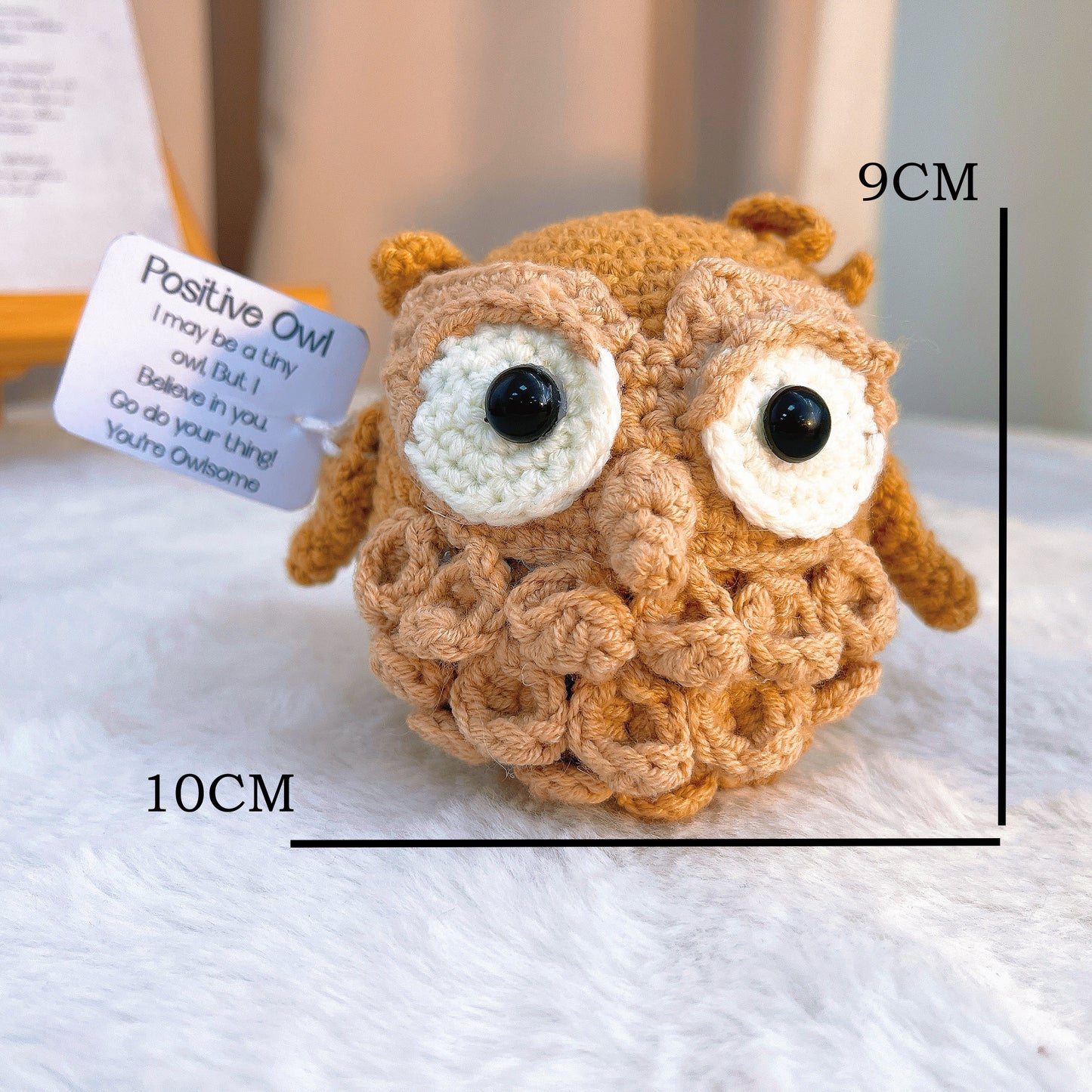 Hand Crochet Owl Ornament, Positive Message Owl with Custom Card, Encouragement Gift for Desk, Home, Valentine's, Christmas, Birthday