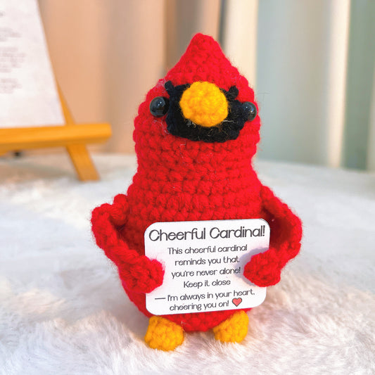 Handmade Crochet Cardinal Bird with Customizable Card, Gift for Loss of Loved One, Sympathy, Memorial, Cheerful, Remembrance Decor, Bird Lover