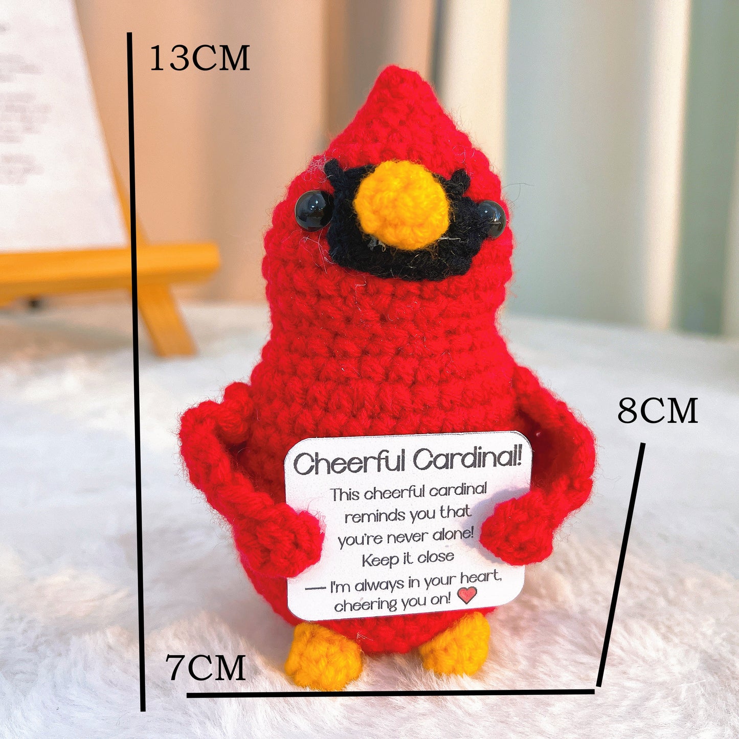 Handmade Crochet Cardinal Bird with Customizable Card, Gift for Loss of Loved One, Sympathy, Memorial, Cheerful, Remembrance Decor, Bird Lover