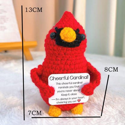 Handmade Crochet Cardinal Bird with Customizable Card, Gift for Loss of Loved One, Sympathy, Memorial, Cheerful, Remembrance Decor, Bird Lover
