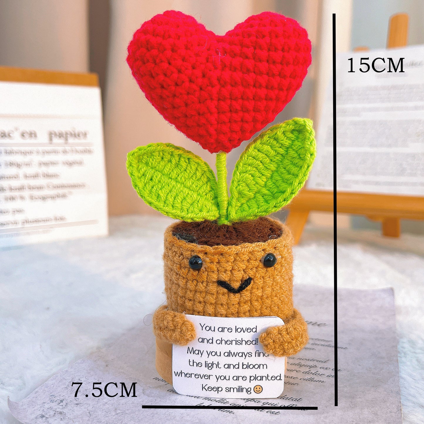 succulent heart planter Hand Crochet Red Heart Succulent Plant in Pot