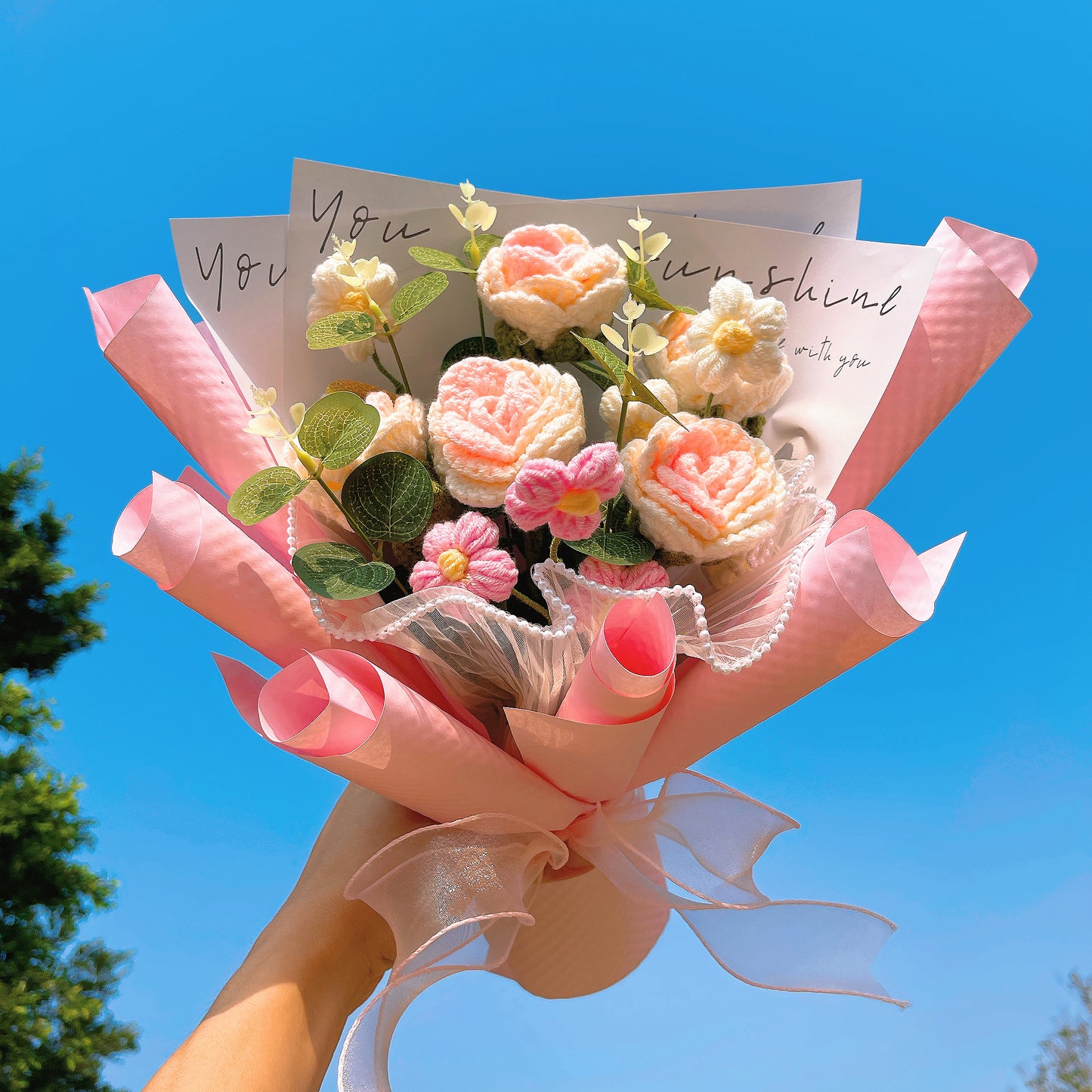 Petals of Love: Handmade Crocheted Rose Bouquet in Pink - Luxury Gifts for Valentine's Day, Mother's Day, and More - The Bloom Crafter