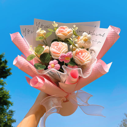 Petals of Love: Handmade Crocheted Rose Bouquet in Pink - Luxury Gifts for Valentine's Day, Mother's Day, and More - The Bloom Crafter