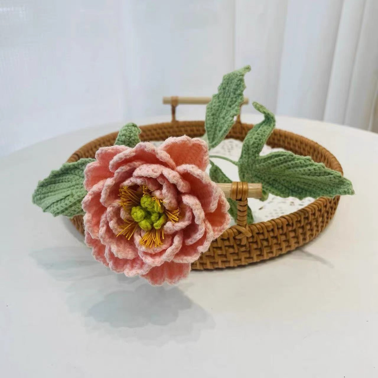 Crochet Bouquet with Transforming Fairy Princess Tulip, Handmade Flower Pink Peony Lavender Freesia Purple Tulip Yellow Dress Lady Flower, Allergy-Free Gift for Her Daughter Niece, Birthday Valentine's Day - The Bloom Crafter