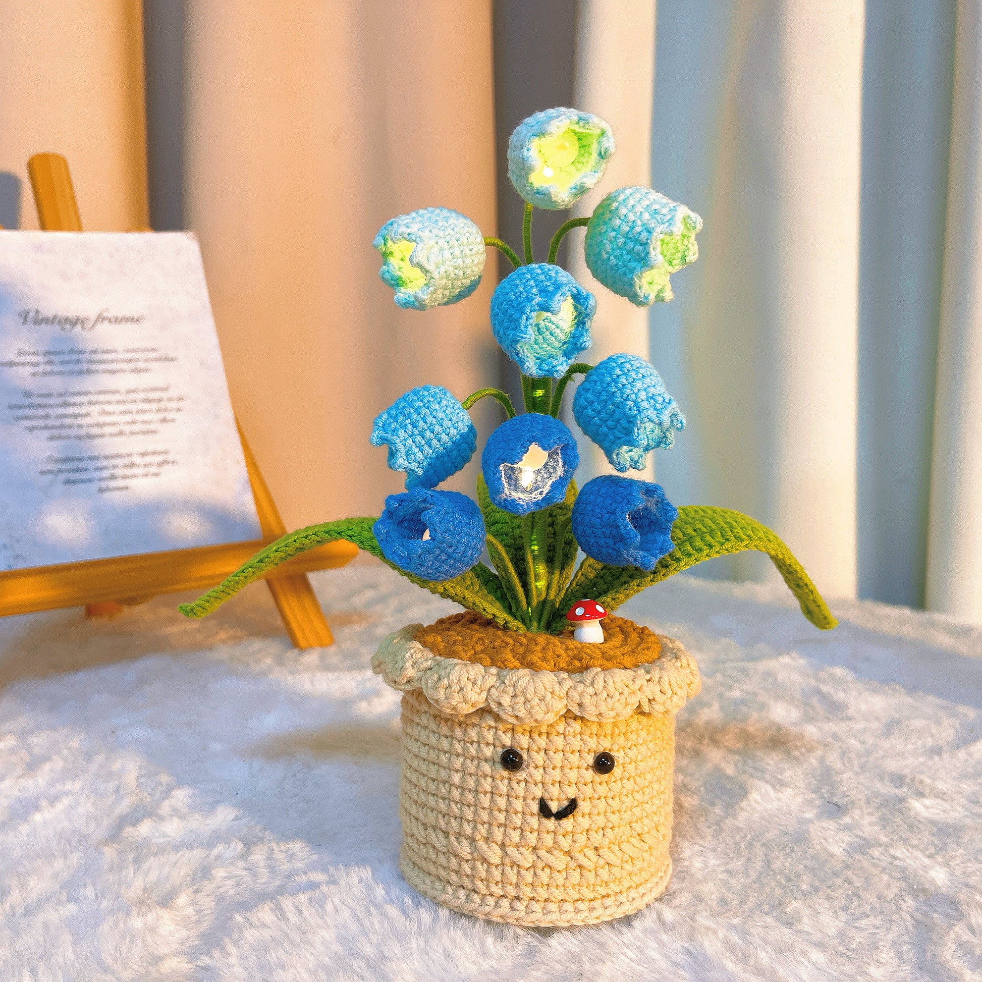 lily of the valley flower crochet pattern Handmade Crochet Lily of the Valley Plant with 9 LED Flowers Customiza