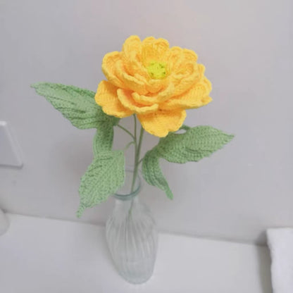 Handmade Crochet Pomegranate Golden Peony Flower Lavender Bouquet – Perfect for Anniversary, Birthday, Mother's Day, Valentine's Day, Get Well Soon, Wedding, Thanksgiving