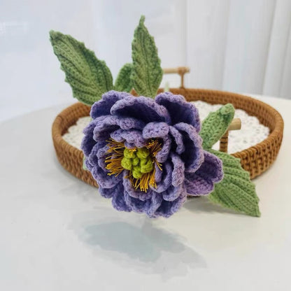 Handmade Crochet Peony Barley Hibiscus Flower Bouquet – Perfect for Anniversary, Birthday, Mother's Day, Valentine's Day, Get Well Soon, Sympathy, Thanksgiving
