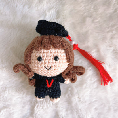 Handmade Crochet Graduation Doll Plushie – Boy and Girl Customizable Mini Amigurumi Figures for Bouquet Add-On or Keychain Attachment &nbsp;Perfect Gift for Graduation, Commencement, – Allergy-Free, Eco-Friendly Crochet Keepsake