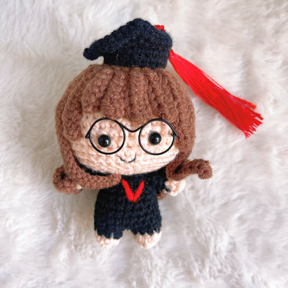 Handmade Crochet Graduation Doll Plushie – Boy and Girl Customizable Mini Amigurumi Figures for Bouquet Add-On or Keychain Attachment &nbsp;Perfect Gift for Graduation, Commencement, – Allergy-Free, Eco-Friendly Crochet Keepsake