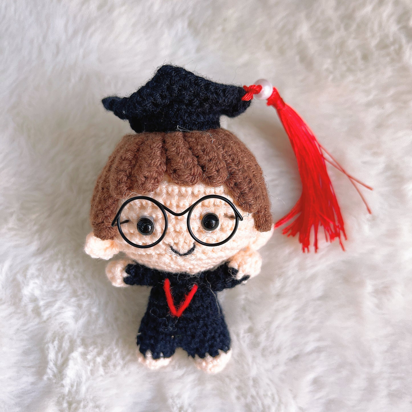 Handmade Crochet Graduation Doll Plushie – Boy and Girl Customizable Mini Amigurumi Figures for Bouquet Add-On or Keychain Attachment &nbsp;Perfect Gift for Graduation, Commencement, – Allergy-Free, Eco-Friendly Crochet Keepsake
