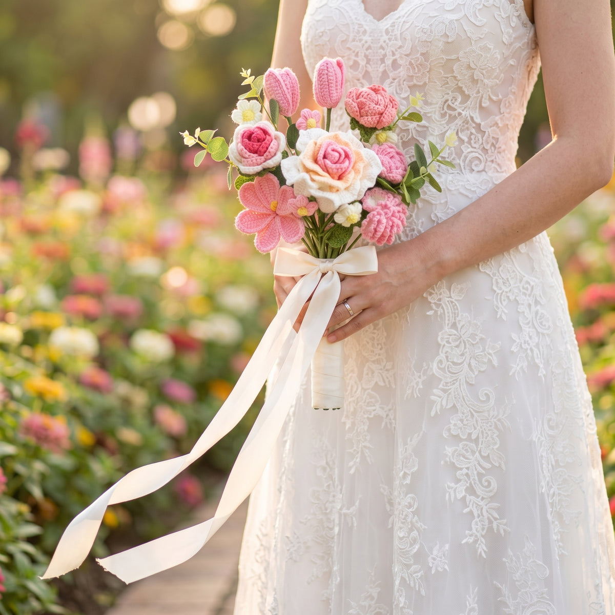 yarn bee bridesmaid dress Wedding Blooming Splendor: Handcrafted Crocheted Pink Collection Bouquet - A Luxurious Tapestry of and Elegance rust bridesmaid dresses
