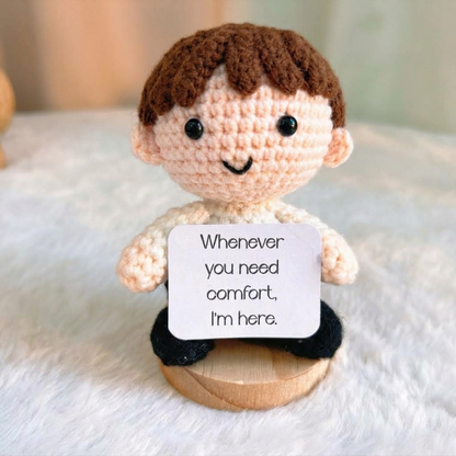Crochet Emotional Supportive Doll with Customizable Card, Handmade Emotional Comfort Gift for Him Her, Valentine's Day, Birthday, Get Well Soon, Thinking of You, Anniversary, Christmas