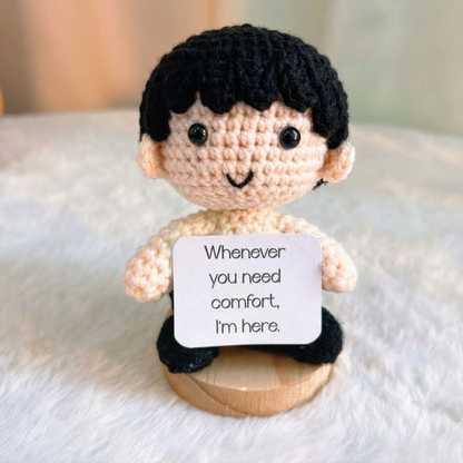 Crochet Emotional Supportive Doll with Customizable Card, Handmade Emotional Comfort Gift for Him Her, Valentine's Day, Birthday, Get Well Soon, Thinking of You, Anniversary, Christmas