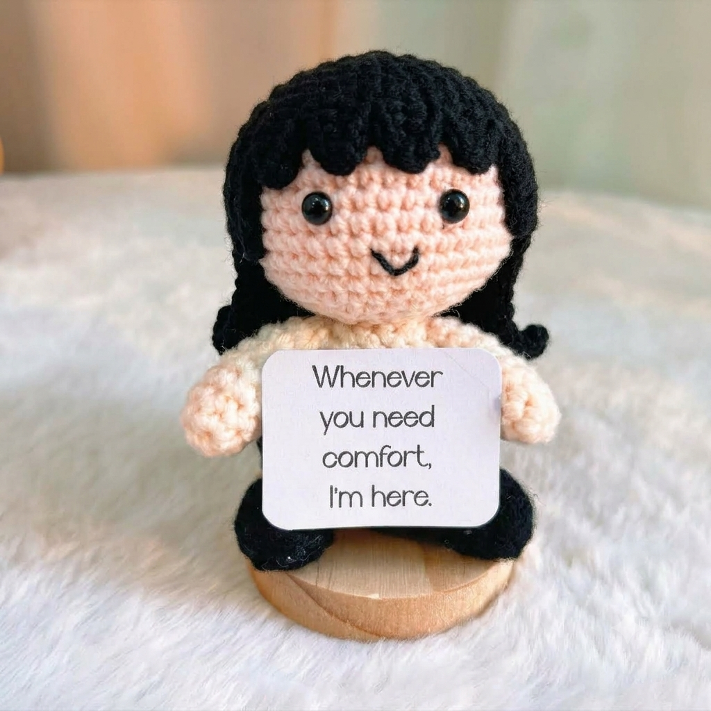 Crochet Emotional Supportive Doll with Customizable Card, Handmade Emotional Comfort Gift for Him Her, Valentine's Day, Birthday, Get Well Soon, Thinking of You, Anniversary, Christmas