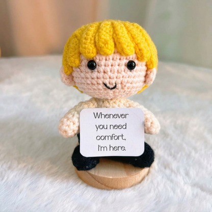 Crochet Emotional Supportive Doll with Customizable Card, Handmade Emotional Comfort Gift for Him Her, Valentine's Day, Birthday, Get Well Soon, Thinking of You, Anniversary, Christmas