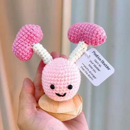 Crochet Bladder Desk Ornament with Customizable Card – Handmade Gift for Get Well Soon, Surgery Recovery, Urology, Nurses, Doctors – Cheer up, White Elephant, Secret Santa