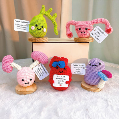 Crochet Supportive Organ Desk Plushie with Customizable Message – Handmade Heart, Kidney, Gallbladder, Bladder ,Uterus – Cheer Up Anatomy Decor – Gift for Nurses, Doctors, Medical Students Assistant, Get Well Soon, Surgery Recovery
