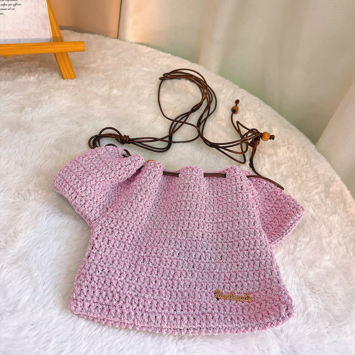 Handmade Crochet Drawstring Bag – Custom Floral Embroidery Available – Gift Bag for Birthday, Valentine's Day, Mother's Day, Christmas - The Bloom Crafter