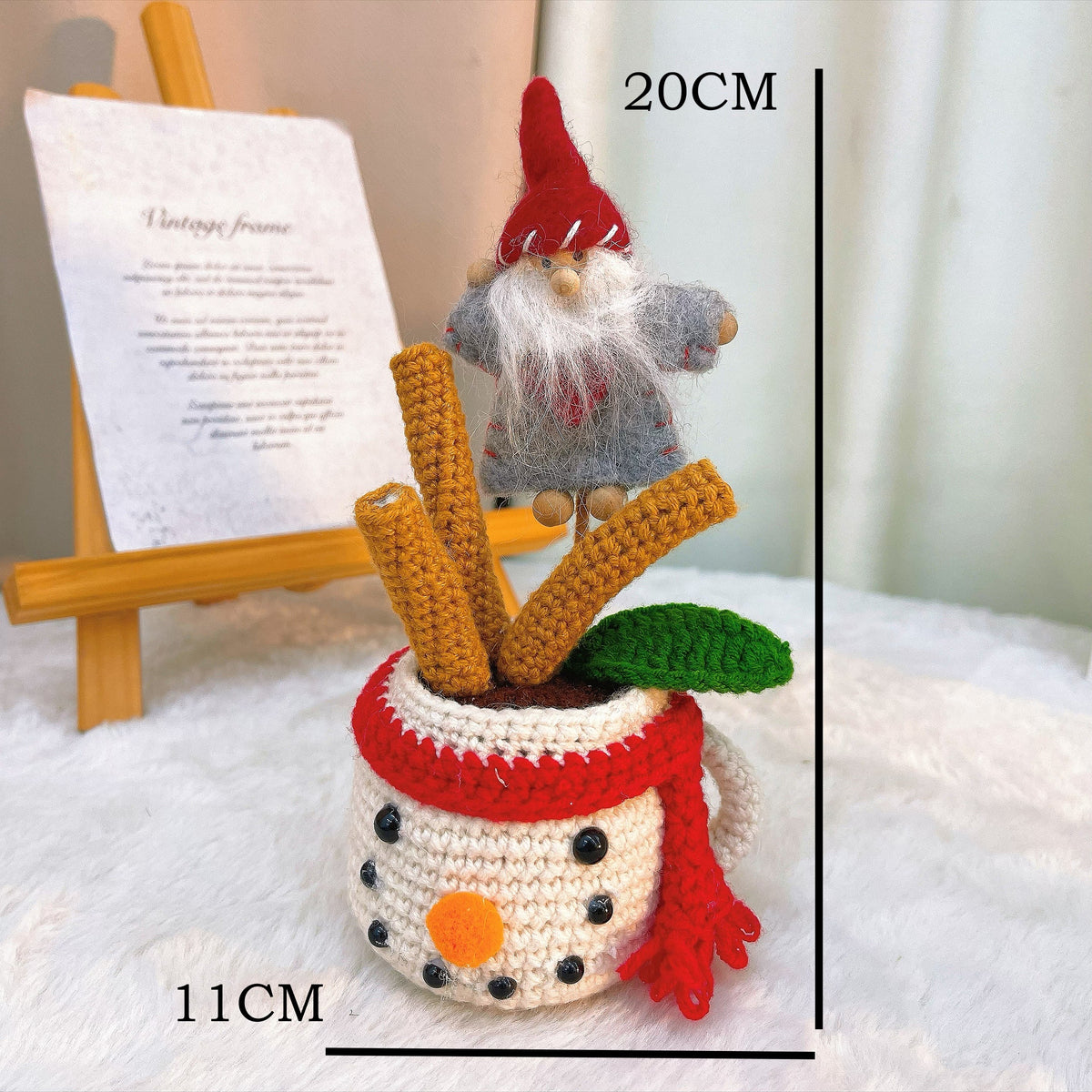 Handmade Crochet Christmas Potted Cup – Knitted Santa Claus Outfit with Tree Trunks – DIY Artificial Holiday Display – Christmas Gift, Xmas Desk Decor, Winter Home Decoration, Holiday Table Ornament, Festive Centerpiece - The Bloom Crafter