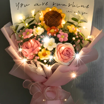 Custom bouquet with otter and red panda