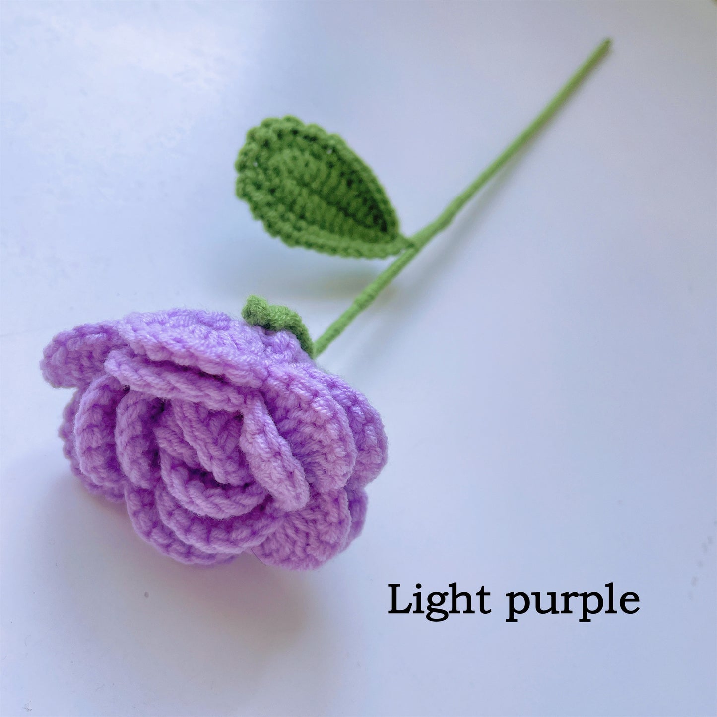 手工鉤織外翻玫瑰——毛線精製，家居裝飾，禮物首選，浪漫迷人，象徵之花，仿真花卉，情人節佳選