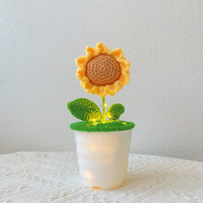 Fiore di girasole a maglia fatto a mano - Finto fiore realistico - Decorazione unica per la casa - Regalo perfetto per gli amanti delle piante - Artigianale