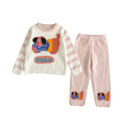Softest Homemade Knit Pajama Set - Custom-Dyed Fade & Pill Resistant Yarn - Stretchable Comfort Fit - Cozy Warm Sleepwear for Women & Girls