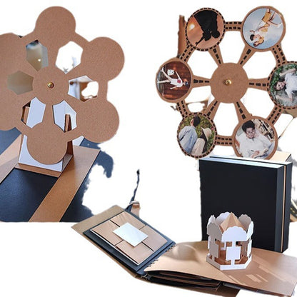 Handmade Interactive 3D Pop-Up Scenic Scrapbook Album - DIY Memory Book Kit with Gift Box, Photo Corners, Stickers & Craft Supplies - Christmas, Wedding, Anniversary, Birthday Keepsake