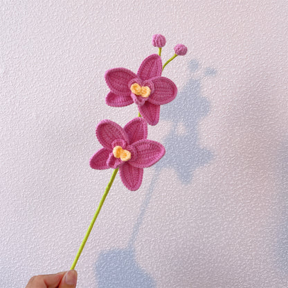 Handgefertigter Phalaenopsis-Orchideenstecker für Heimdekoration und Pflanzenunterstützung – Häkelgarn-Bastelarbeiten, Innendekoration, einzigartige Geschenke, Häkelstrauß