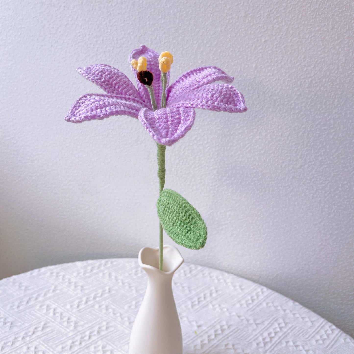 Everlasting Elegance Crochet Flower Bouquet - Handcrafted Purple Lilies & Burgundy Tulips - Hay-fever Hospital Visit Gift | Ideal Gift for Weddings, Birthdays, Anniversaries & Home Decor