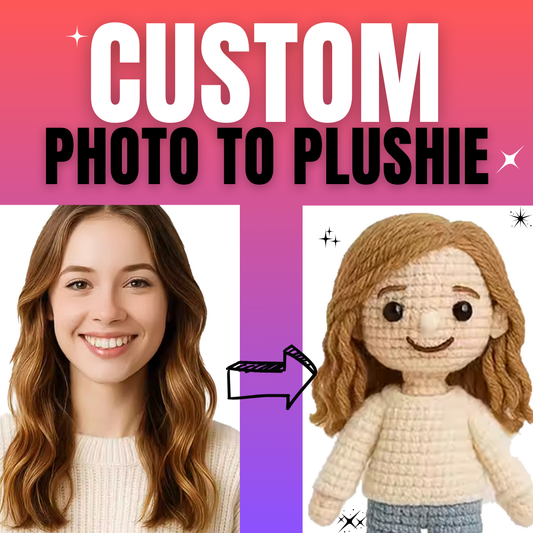Boneco de Crochê Artesanal Personalizado (28cm) - Amigurumi de Menino/Menina/Graduado - Serviço de Transformação de Foto em Boneco - Presente Único para Aniversário, Casamento, Formatura, Dia dos Namorados