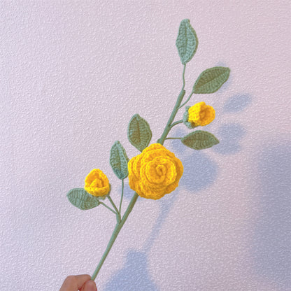 Camellia Dream: Handcrafted Crochet Camellia Stake for a Serene Garden Decor