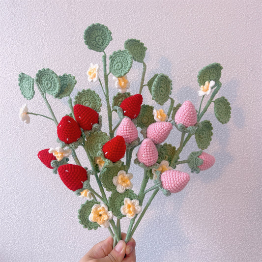 Campi di fragole dolci: Paletto artigianale a maglia a forma di fragola per una decorazione incantevole del giardino