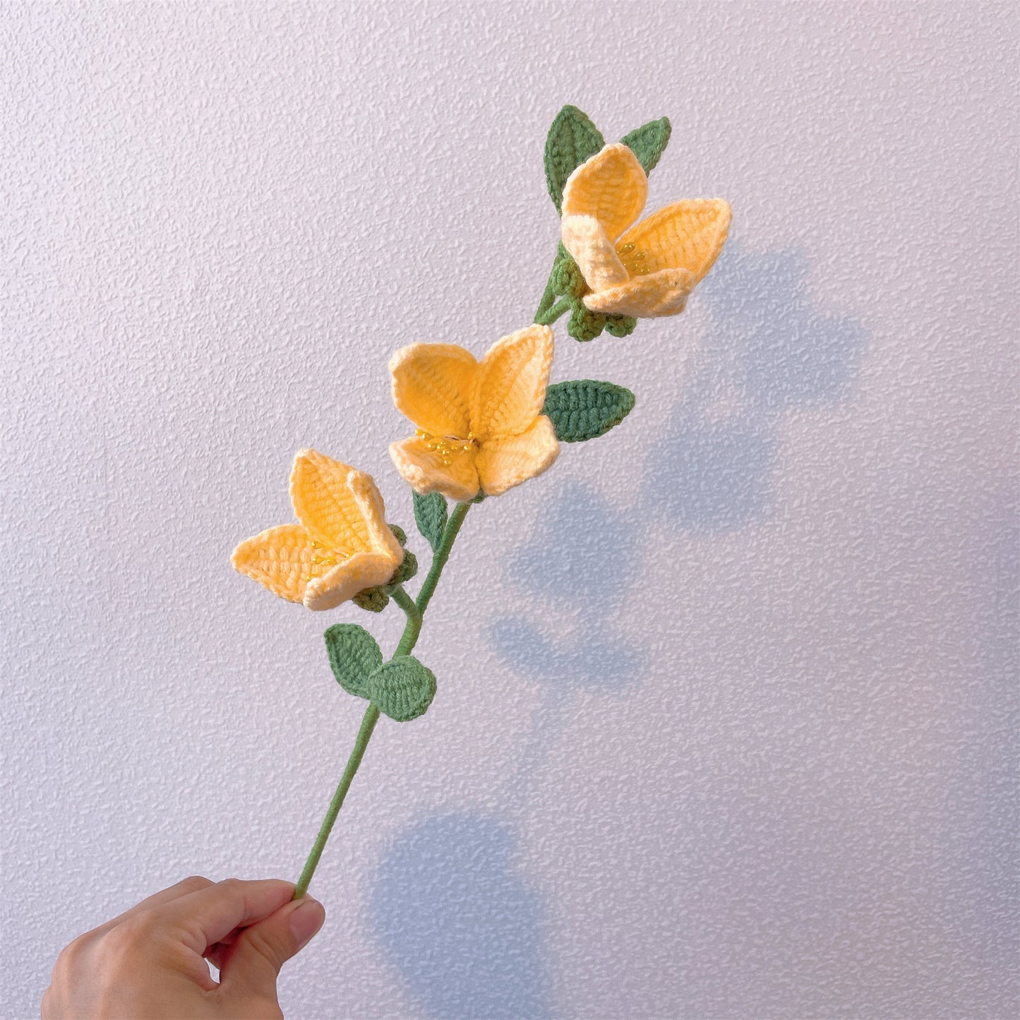 Forsythia Sunshine: Handcrafted Crochet Forsythia Flower Stake for a Bright Garden Decor