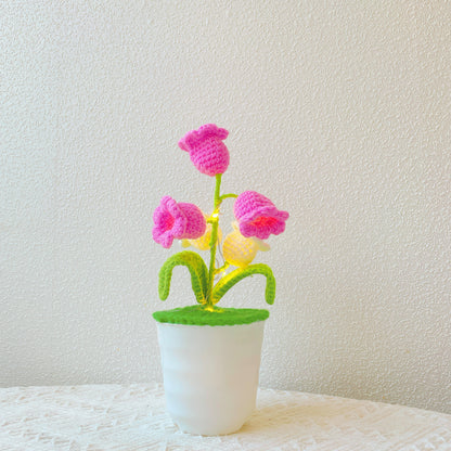 Crochet Lily Orchid Potted Plant Lampe LED - Fête des Mères Échange de cadeaux de Noël Secret Santa