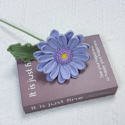 Handmade Crochet Purple African Daisies Wildflower Bouquet, Home Decor, Allergy-Free Gift for Her Mom Friend, Birthday Sympathy Thinking of You - The Bloom Crafter