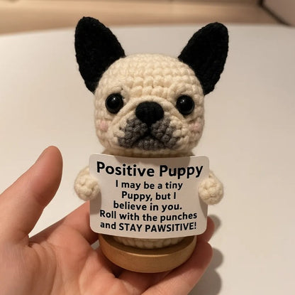 Handmade Crochet Dog Figurine with Wooden Base - 6 Adorable Dog Breed Design French Bulldog, Dachshund, Beagle, Chihuahua, Labrador Retriever, with Customizable Message, Gift for Dog Lovers, Birthdays, Christmas, Weddings, Housewarming