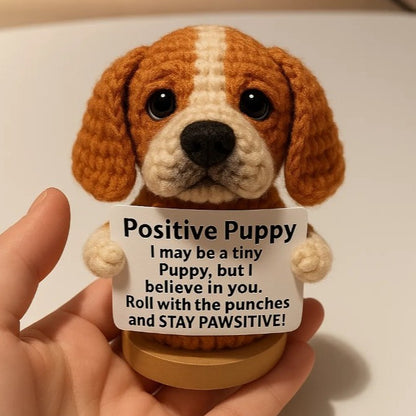 Handmade Crochet Dog Figurine with Wooden Base - 6 Adorable Dog Breed Design French Bulldog, Dachshund, Beagle, Chihuahua, Labrador Retriever, with Customizable Message, Gift for Dog Lovers, Birthdays, Christmas, Weddings, Housewarming